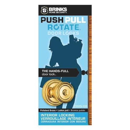Brinks Home Security Barrett Privacy, Polished Brass, Doorlock 23025-105