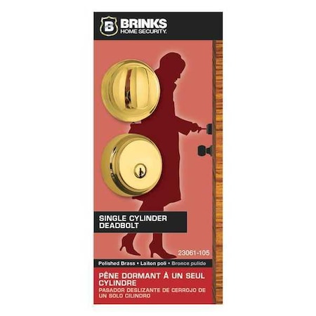Brinks Home Security Almarrion, Polished Brass, Deadbolt 23061-105