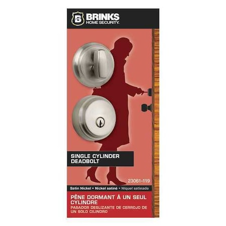 Brinks Home Security Almarrion, Satin Nickel, Deadbolt 23061-119