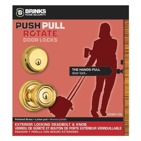 Brinks Home Security Barrett, Combo Pack, Plshd Brass, Doorlock 23085-105