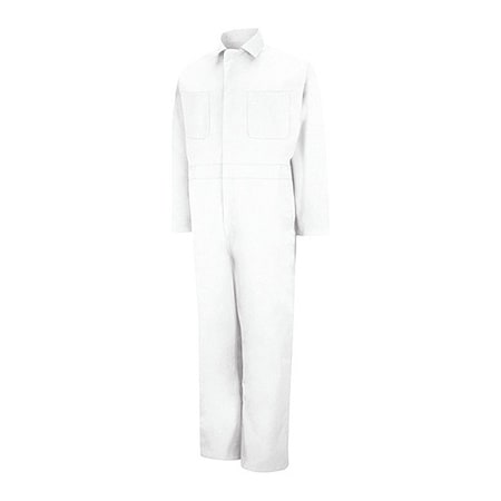 Red Kap Mns Ls White Action Back Coverall, White, Size 52 Long CT10WH LN 52
