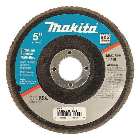 Makita Multi-Disc, 5" x 7/8", 80 Grit, PK10 741820-B-10