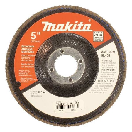 Makita Multi-Disc, 5" x 7/8", 120 Grit, PK10 741821-B-10
