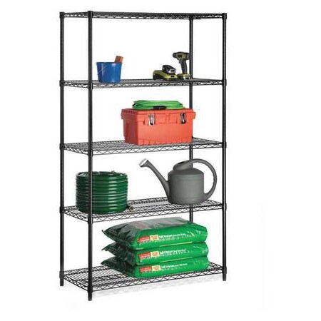 Honey-Can-Do Shelving, 5-Tier, 800lbs, Black, 42x18x72 SHF-01440