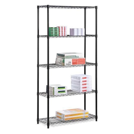 Honey-Can-Do Shelving, 5-Tier, 200lbs, Black, 36x14x72 SHF-01442