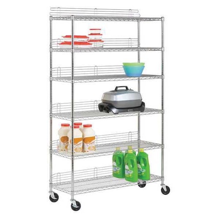 Honey-Can-Do Shelving, 6-Tier, Chrome, 48x18x72 SHF-01450