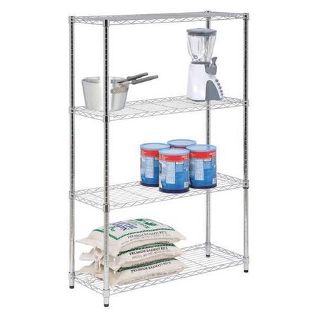 Honey-Can-Do Shelving, 4-Tier, 250lbs, Chrome, 36x14x54 SHF-01906