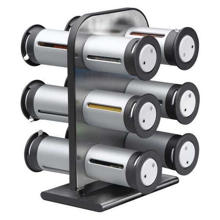 Zevro By Honey-Can-Do Magnetic Spice Stand, 12 Canistrs-Slv/Gry KCH-06098