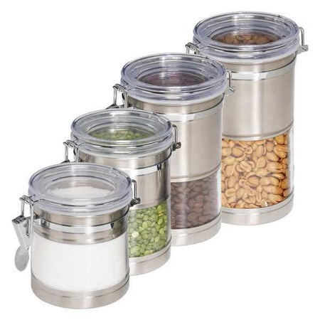 Honey-Can-Do Stainless Acrylic Canisters, 4PK KCH-01310