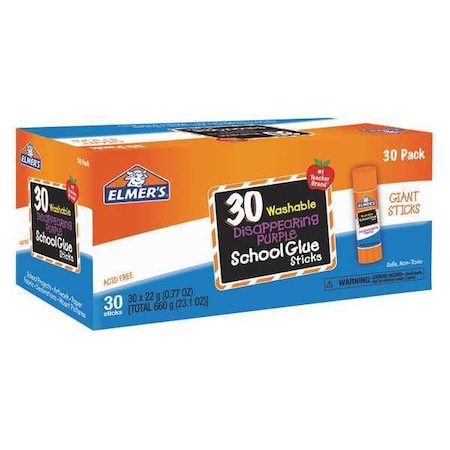 Elmers Glue Stick, Disappear Purple, 0.77oz, PK30 E605