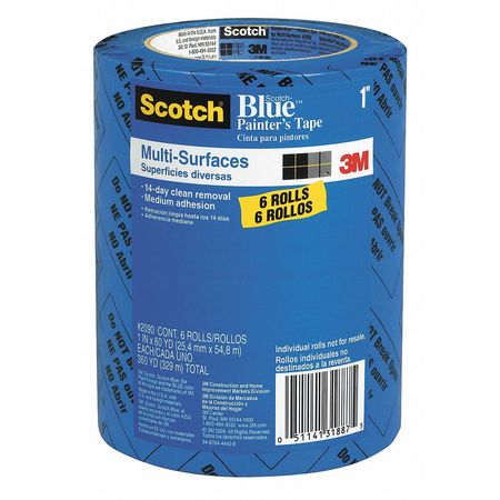 SCOTCH Painters Masking Tape, 1 in., Blue, PK6 209024EVP