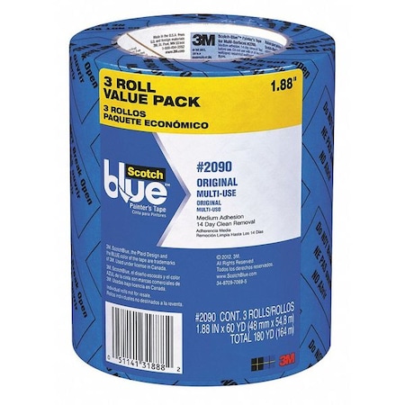 SCOTCH Painters Masking Tape, 2in., Blue, PK3 209048EVP