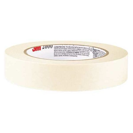 3M Masking Tape, 1 in. W x 60 yd. L, 0.94 in W x 60.1 yds L, 4.4 mil Thick, Natural Rubber Adhesive 260024A