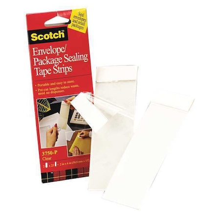 Scotch Sealing Tape Strips, 2 x 6 in., PK50 3750P2CR