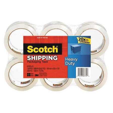 Scotch Heavy Duty Packaging Tape, Clear, PK6 38506