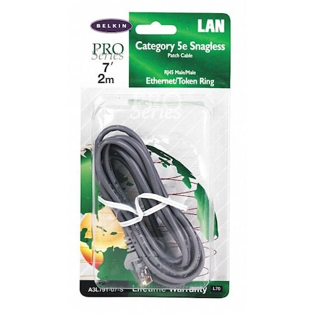 Belkin Patch Cables, CAT5e, 7 ft., Gray A3L791-07-S