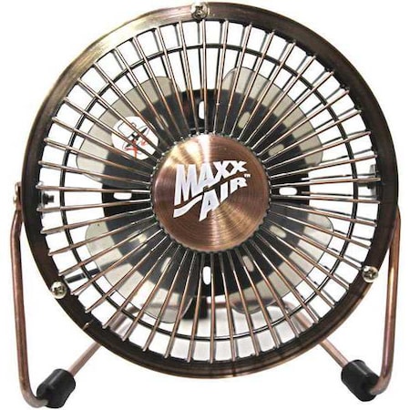 Maxx Air 4 in. Blade Dia Desk Fan, Table Fan, Portable Fan, USB Fan, Non-Oscillating, 1 Speeds, Copper HVDF4UPS
