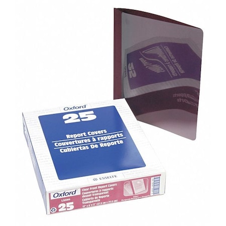 Oxford Clear Front Report Cover 8-1/2 x 11", Burgundy, Pk25 53341