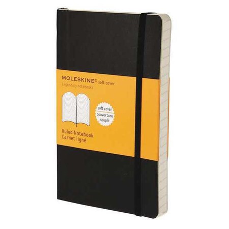 Moleskine 3.5" x 5.5" Ruled Softcover Notebook, Black, 192 Pg 9788883707100