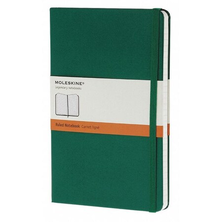 Moleskine 8.25 x 5" Green Ruled Hard cover Notebook, 240 Pg QP060K1