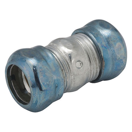 Raco EMT Coupling, 3/4 in, Compression, Steel, Plain, Blue; Gray 2923RT