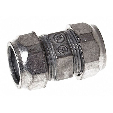 Raco EMT Coupling, 1/2 in, Compression, Zinc Alloy, Plain, Gray 2822