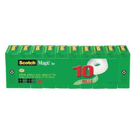 SCOTCH Magic Tape, 3/4 x 1000 in., Clear, PK10 810P10K