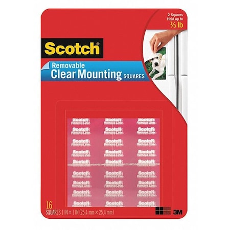 Scotch Removable Clear Mounting Squares, PK35 859