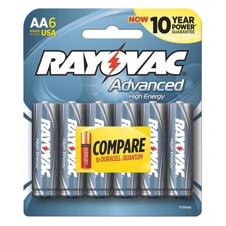 Rayovac AA Alkaline Battery, 6 PK 815-6HEF