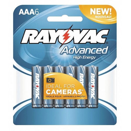 Rayovac AAA Alkaline Battery, 6 PK 824-6HEF