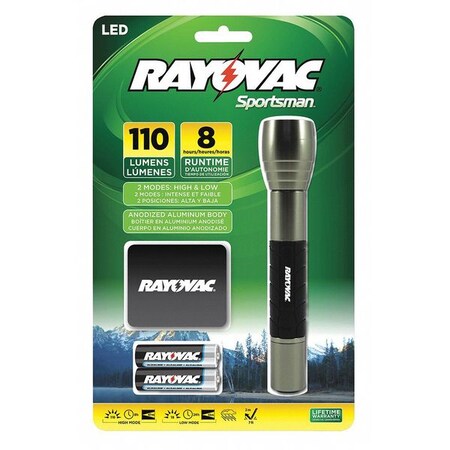 Rayovac LED Flashlight, Holster, w/Batteries SP2AA-B