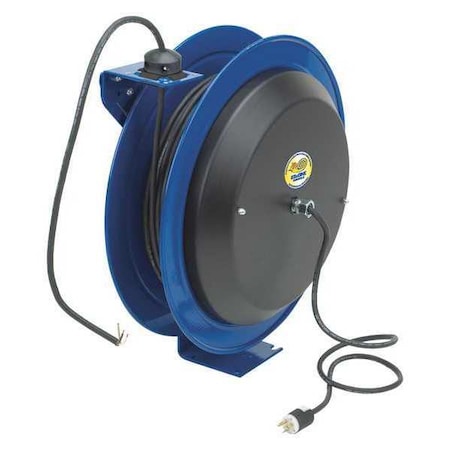 Coxreels Cord Reel, Spring Retracted, 12 AWG, Blue Reel Color, 100 ft Length EZ-PC24-0012-X