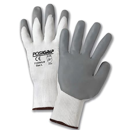 Pip Coated Gloves, Polyurethane, Smooth, Palm & Fingers, 4 Abrasion Level, White, L (9) 12 PK 715SNFLW/L