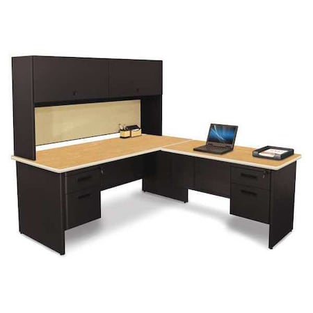 Pronto L Shaped Desk Desk w/Return & Ped, 72"x78, 78" D X 65" H, Oak, Melamine Laminate 72" W X PRNT6/BK:F8561:OKPU