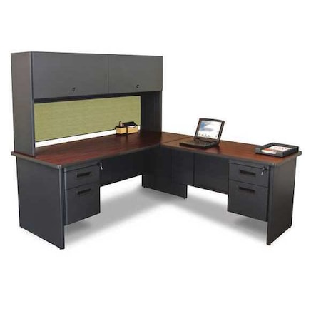 Pronto L Shaped Desk Desk w/Return & Ped, 72"x78, 78" D X 65" H, Mahogany, Melamine Laminate 72" W X PRNT6DTMA_8559