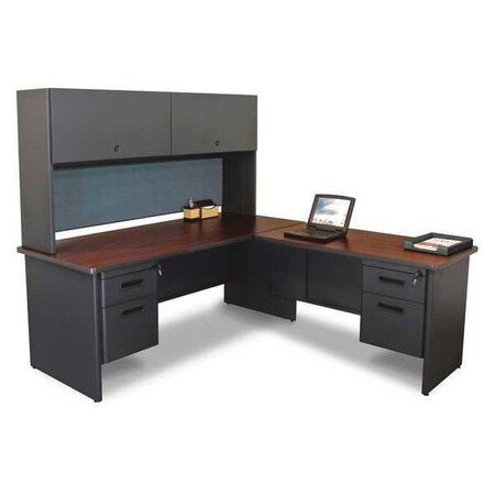 Pronto L Shaped Desk Desk w/Return & Ped, 72"x78, 78" D X 65" H, Mahogany, Melamine Laminate 72" W X PRNT6DTMA_8568