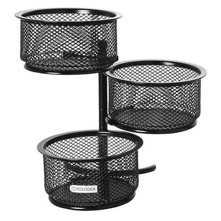 Rolodex Swivel Holder, 3-Tier, Paper Clip, Black 62533