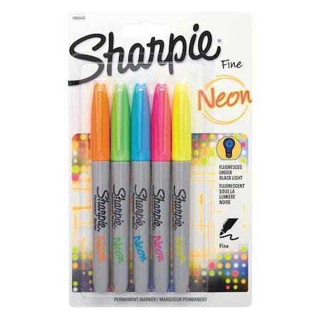 Sharpie Neon Blue, Neon Green, Neon Orange, Neon Pink, Neon Yellow Marker Set, 5 PK 1860443