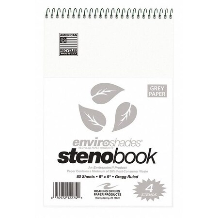 Roaring Spring 6x9 " Gray Gregg Ruled Notebook, Pk4 12274