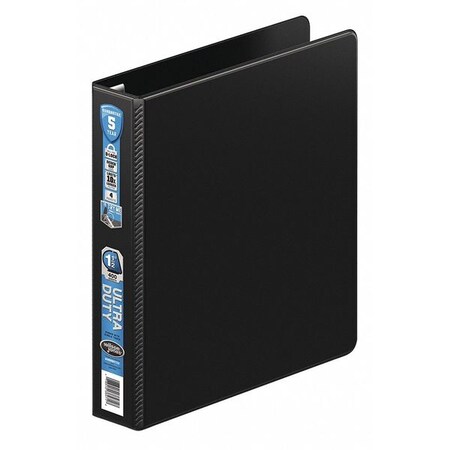 876 Single-Touch Locking D-Ring Binder, Label Holder, 4 Pocket, 1.5" Cap, Black