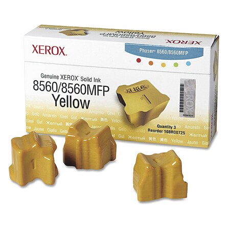 Xerox Solid Ink Stick, 3400 Page-Yield, Yllw, PK3 108R00725