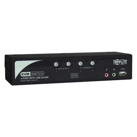 TRIPP LITE KVM, 4-Port, OSD, Peripheral Sharing, Audio B006-VUA4-K-R