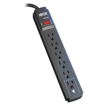 Tripp Lite Outlet Strip, Surge, 5-15R, 5-15P, 15 ft., Black TLP615B