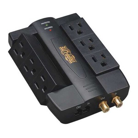 Tripp Lite Surge, 6 Outlet, Swivel, 1200J, Direct, Coax HTSWIVEL6