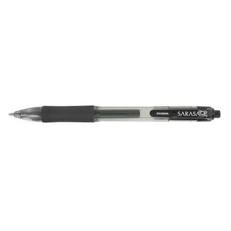 Zebra Pen Sarasa Dry Gel X20 Gel Pen, Retractable, Medium 0.7 mm, Black Ink, Clear/Black Barrel, PK12 46810