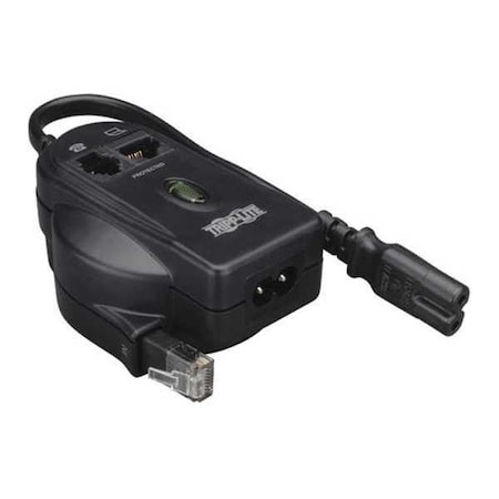 Tripp Lite Power Strip, Surge, Tel/Ethernet Protection, C8 2-prong, IEC-320-C8, 0 ft., Black TRAVELERC8