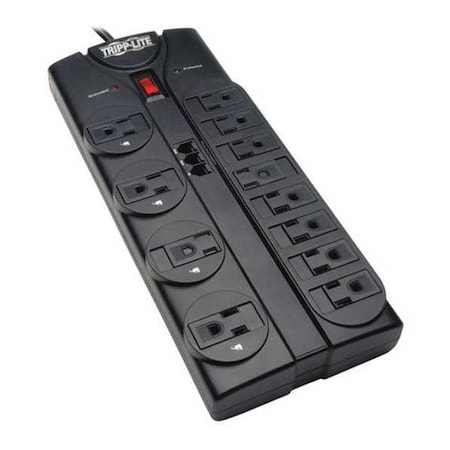 Tripp Lite Power Strip, Surge, Tel/Modem Protection, 5-15R, 5-15P, 8 ft., Black TLP1208TEL