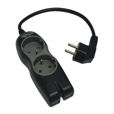 Tripp Lite Power Strip, Surge, French/Belgian, French, 1 ft., Black TLP2USBF