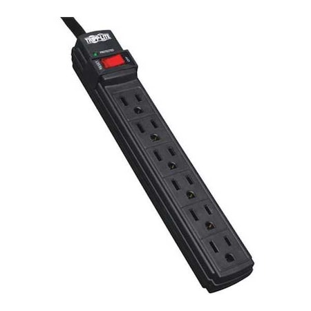 Tripp Lite Power Strip, Surge, 5-15R, 5-15P, 6 ft., Black TLP6B