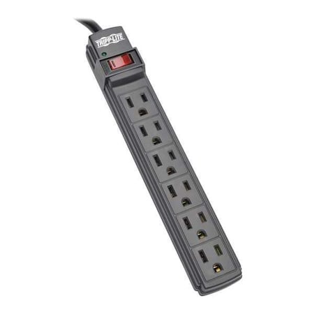 TRIPP LITE Power Strip, 6-Outlet, Black, 6ft cord PS66B